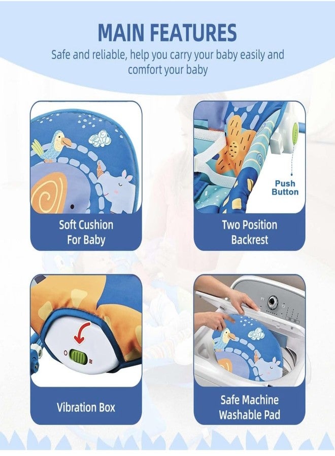 Richtots Premium Baby Rocker Chair Comfortable & Soothing Bouncer for Newborns. Multi-Position Recline, Vibrations, Removable Toys. Portable Design-Indigo(Color-Grey) - Image 2